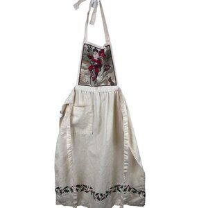 Smithsonian Institute Apron Christmas Holiday Vintage Santa Bicycle Deer Holly